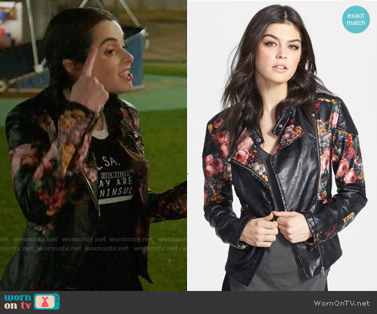 BlankNYC Floral Faux Leather Jacket worn by Bay Kennish (Vanessa Marano) on Switched at Birth