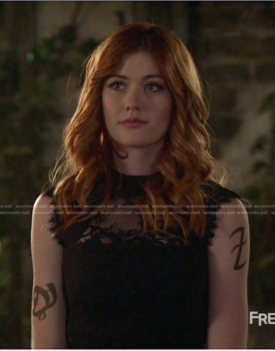 Clary’s black lace dress on Shadowhunters
