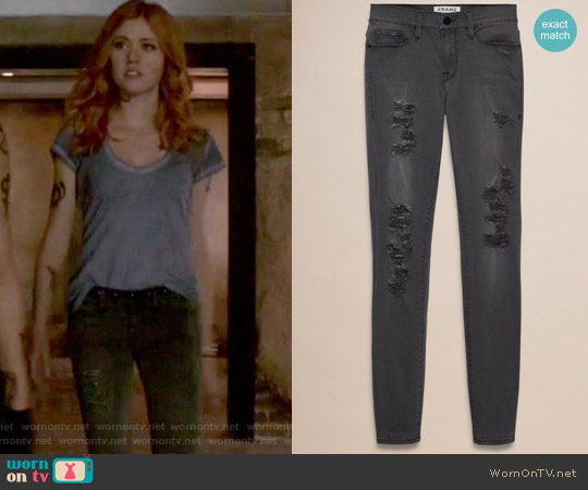 Frame Le Colour Rip Grey Jeans worn by Clary Fray (Katherine McNamara) on Shadowhunters