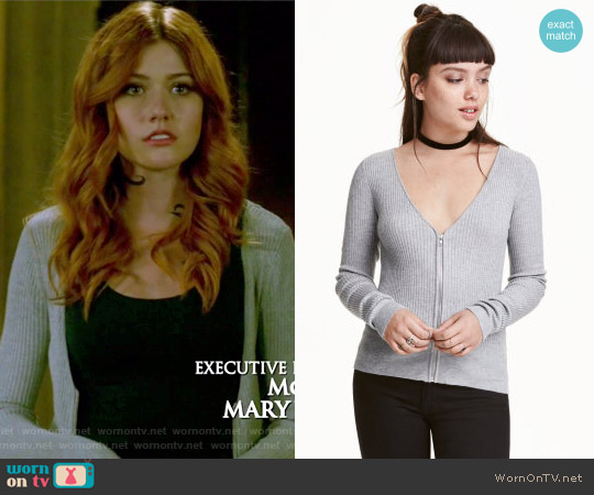 H&M Cardigan with Zip worn by Clary Fray (Katherine McNamara) on Shadowhunters