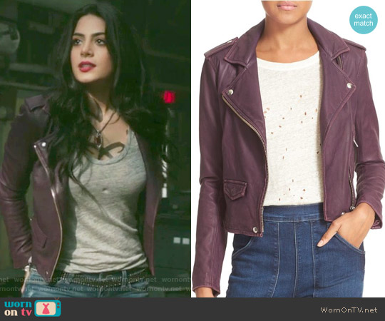 Iro Ashville Leather Jacket worn by Isabelle Lightwood (Emeraude Toubia ) on Shadowhunters