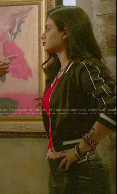 Isabelle’s black bomber jacket on Shadowhunters