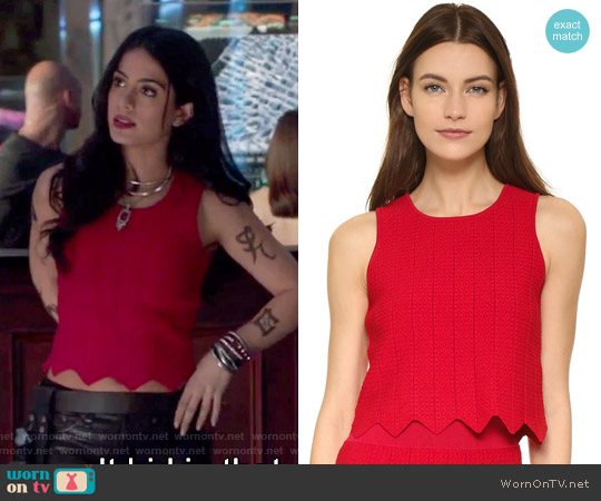 Jonathan Simkhai Pointelle Scallop Tank worn by Isabelle Lightwood (Emeraude Toubia ) on Shadowhunters