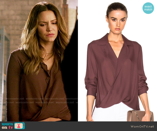 LAgence Rita Blouse in Mulberry worn by Paige Dineen (Katharine McPhee) on Scorpion