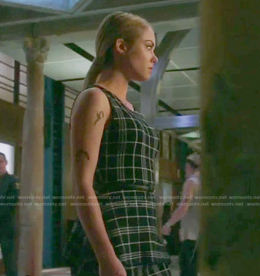 Lydia’s plaid peplum top on Shadowhunters