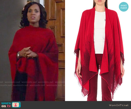 Maje Estragon Wool-blend Poncho in Rouge Orange worn by Olivia Pope (Kerry Washington) on Scandal