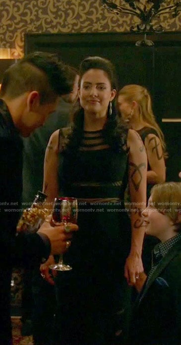 Nicola’s black panel mesh dress on Shadowhunters