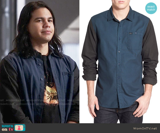 RVCA Two Tone Colorblock Twill Woven Shirt worn by Cisco Ramon (Carlos Valdes) on The Flash