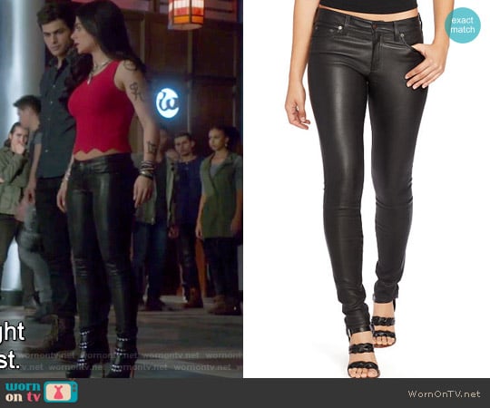 Ralph Lauren Stretch Leather Skinny Pant worn by Isabelle Lightwood (Emeraude Toubia ) on Shadowhunters