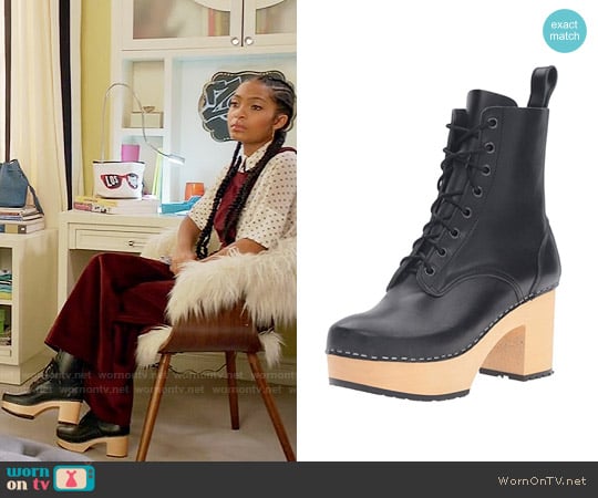 Swedish Hasbeens Lace up Plateau Boot worn by Zoey Johnson (Yara Shahidi) on Black-ish
