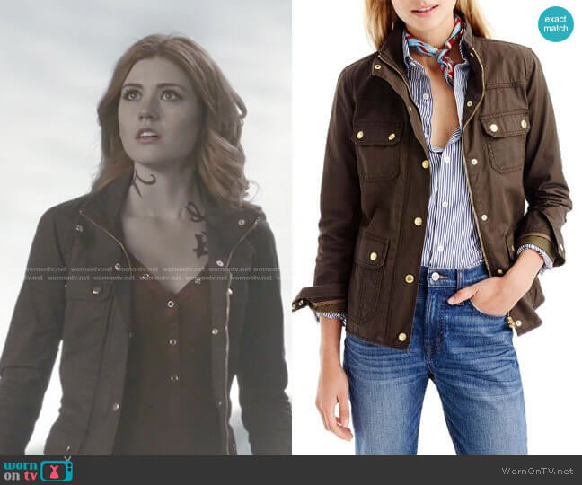 J. Crew The Downtown Field Jacket in Mossy Brown worn by Clary Fray (Katherine McNamara) on Shadowhunters