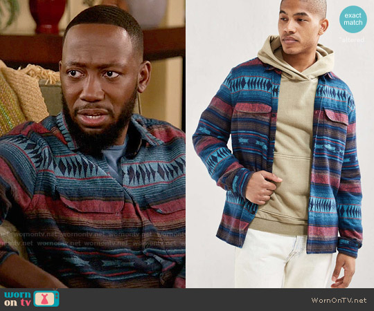 Blanket Jacquard Flannel Button-Down Shirt from Urban Outfitters worn by Winston Bishop (Lamorne Morris) on New Girl