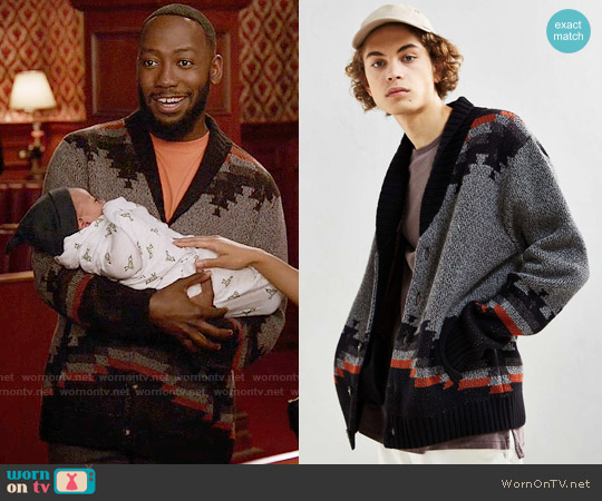 Urban Outfitters Patterned Shawl Cardigan worn by Winston Bishop (Lamorne Morris) on New Girl