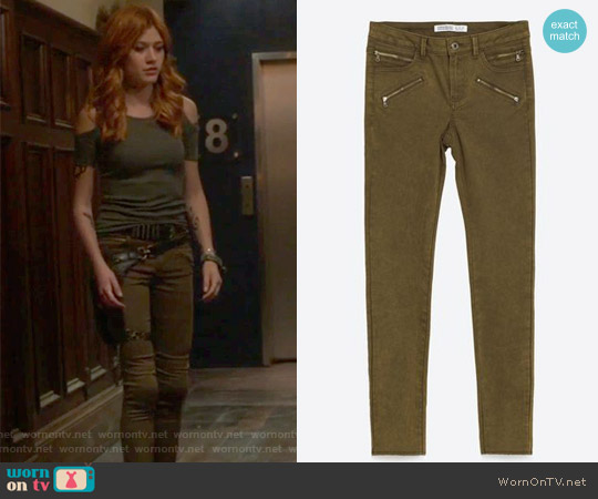Zara Skinny Six Zip Trousers worn by Clary Fray (Katherine McNamara) on Shadowhunters