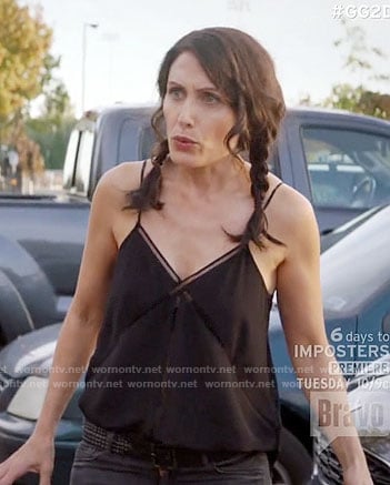 Abby’s black laddered insert cami on Girlfriends Guide to Divorce