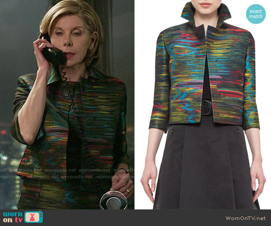 Akris Punto Northern Lights Cropped Jacket worn by Diane Lockhart (Christine Baranski) on The Good Fight