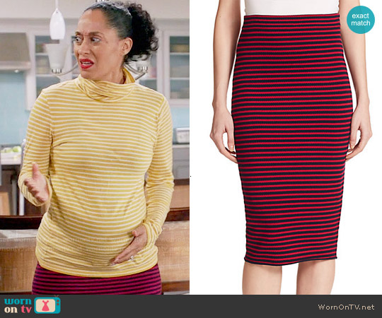 A.L.C. Delmar Striped Skirt worn by Rainbow Johnson (Tracee Ellis Ross) on Black-ish