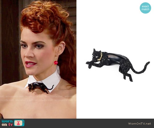 Alexis Bittar Crystal Encrusted Panther Pin worn by Sally Spectra (Courtney Hope) on The Bold and the Beautiful