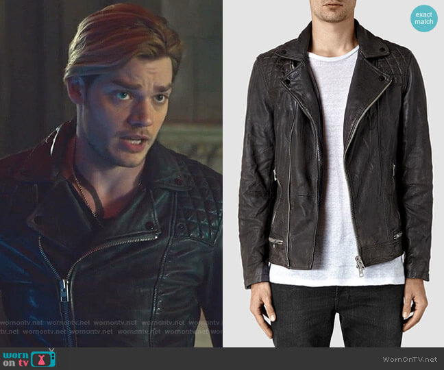 All Saints Conroy Leather Biker Jacket worn by Jace Wayland (Dominic Sherwood) on Shadowhunters