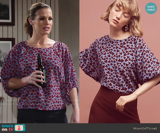 Maeve Silk Kimono Blouse worn by Chelsea Lawson (Melissa Claire Egan) on The Young and the Restless