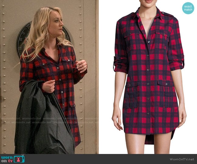 ATM Anthony Thomas Melillo Flannel Plaid Shirtdress worn by Penny Hofstadter (Kaley Cuoco) on The Big Bang Theory