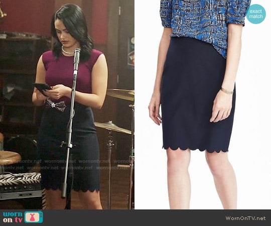 Banana Republic Scalloped Pencil Skirt worn by Veronica Lodge (Camila Mendes) on Riverdale
