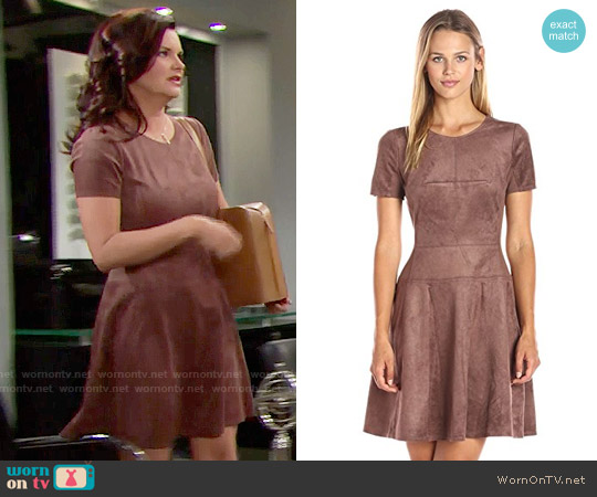 Bcbgmaxazria Darra Suede Dress in Toffee worn by Katie Logan (Heather Tom) on The Bold and the Beautiful