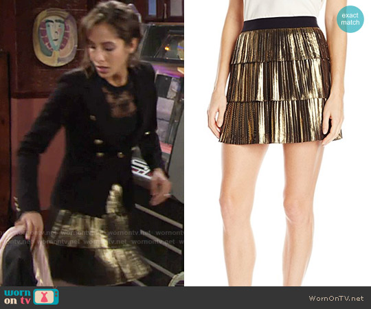 Bcbgmaxazria Zana Metallic Pleated Skirt worn by Lily Winters (Christel Khalil) on The Young and the Restless
