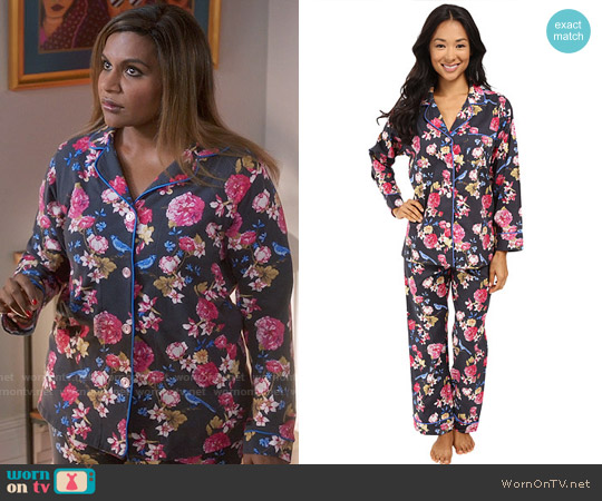 Bedhead Classic PJ Set in Mr Blue Jay worn by Mindy Lahiri (Mindy Kaling) on The Mindy Project