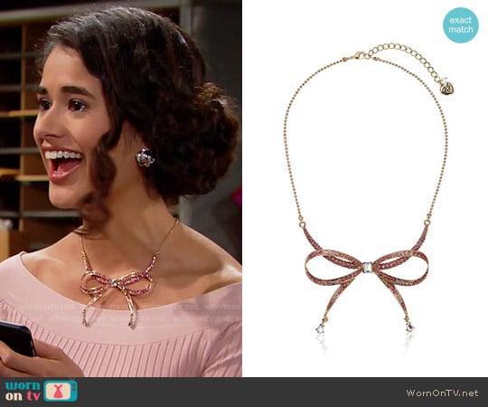 Betsey Johnson Marie Antoinette Pave Bow Necklace worn by Darlita (Danube Hermosillo) on The Bold and the Beautiful