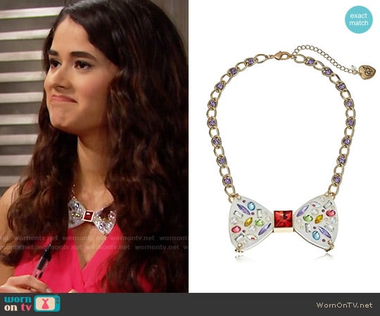 Betsey Johnson Sweet Shop Bow Necklace worn by Darlita (Danube Hermosillo) on The Bold and the Beautiful
