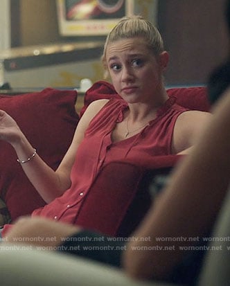 Betty’s ruffled button front top on Riverdale