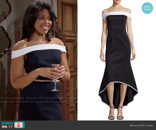 Black Halo Leta Gown worn by Maya Avant (Karla Mosley) on The Bold and the Beautiful