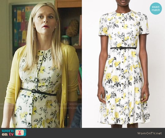 Carolina Herrera Floral Print Belt Dress worn by Madeline Martha Mackenzie (Reese Witherspoon) on Big Little Lies