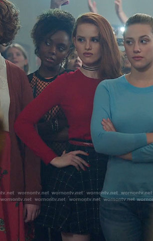 Cheryl’s red top and black checked skirt on Riverdale