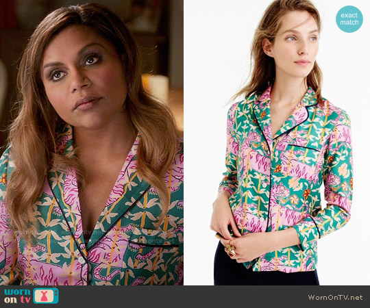 Collection Drakes for J. Crew Green Bengal Tiger Pajamas worn by Mindy Lahiri (Mindy Kaling) on The Mindy Project