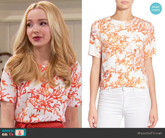 Cooper & Ella Lottie Coral Print Crepe Top worn by Liv Rooney (Dove Cameron) on Liv and Maddie
