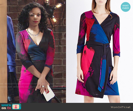Diane von Furstenberg Julian Two Wrap Dress in Virtuoso Amethyst worn by Hilary Curtis (Mishael Morgan) on The Young and the Restless