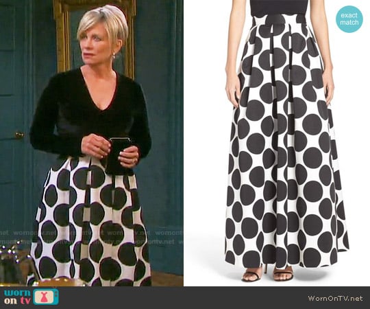 Eliza J Pleat Polka Dot Faille Ball Skirt worn by Kayla Brady (Mary Beth Evans) on Days of our Lives