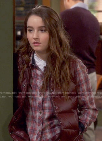 Eve’s plaid shirt and burgundy vest on Last Man Standing