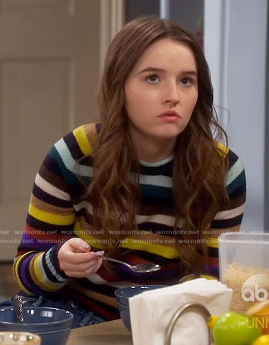 Eve’s multicolored stripe sweater on Last Man Standing