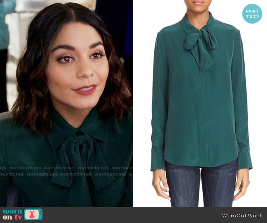 Frame Tie Neck Silk Blouse worn by Emily Locke (Vanessa Hudgens) on Powerless