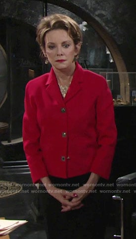 Gloria’s red jacket with gold buttons on The Young and the Restless