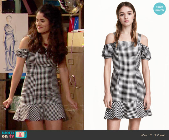 H&M Off-the-shoulder Dress in Black / White / Checked worn by Darlita (Danube Hermosillo) on The Bold and the Beautiful