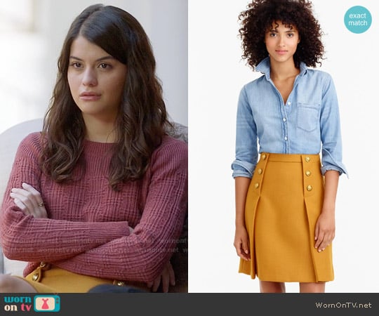 J.Crew Sailor Skirt in Double-Serge Wool worn by Sabrina Pemberton (Sofia Black D'Elia) on The Mick