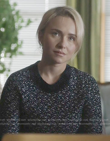 Juliette’s black and white speckled sweater on Nashville