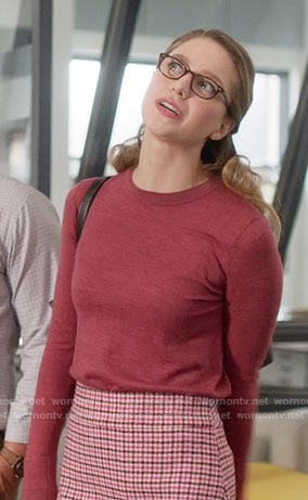Kara’s pink houndstooth skirt on Supergirl