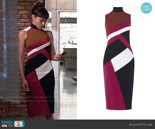 Karen Millen Graphic Paneled Pencil Dress worn by Camille Saroyan (Tamara Taylor) on Bones