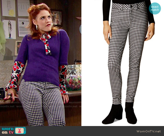 Karen Millen Houndstooth Skinny Jeans worn by Sally Spectra (Courtney Hope) on The Bold and the Beautiful