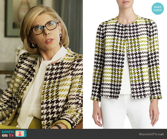 Lafayette 148 New York Dani Windsor Plaid Jacket worn by Diane Lockhart (Christine Baranski) on The Good Fight